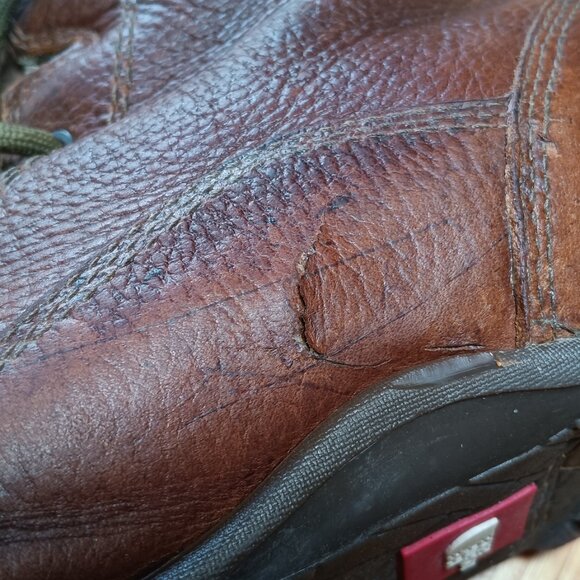 The North Face Purna Luxe Winter Boots Pebbled Leather Mid Calf Lace Up Brown Wo - Picture 4 of 12